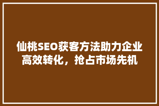 仙桃SEO获客方法助力企业高效转化，抢占市场先机