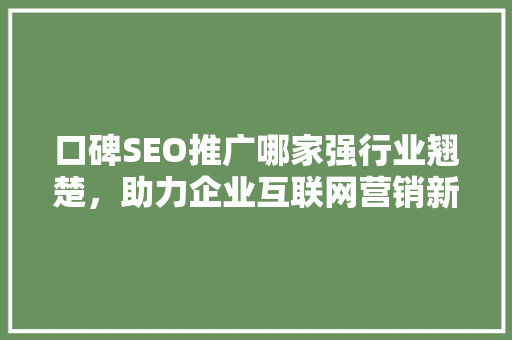 口碑SEO推广哪家强行业翘楚，助力企业互联网营销新篇章  第1张