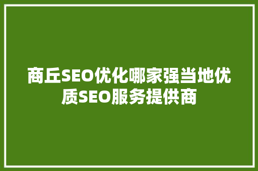 商丘SEO优化哪家强当地优质SEO服务提供商  第1张