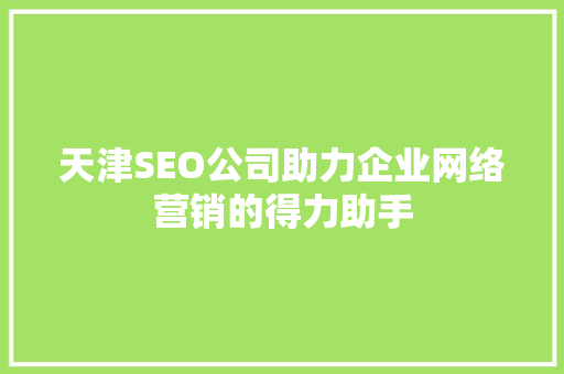 天津SEO公司助力企业网络营销的得力助手  第1张