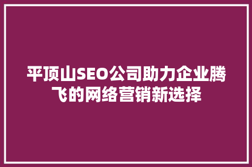 平顶山SEO公司助力企业腾飞的网络营销新选择  第1张