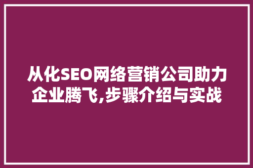 从化SEO网络营销公司助力企业腾飞,步骤介绍与实战例子分享