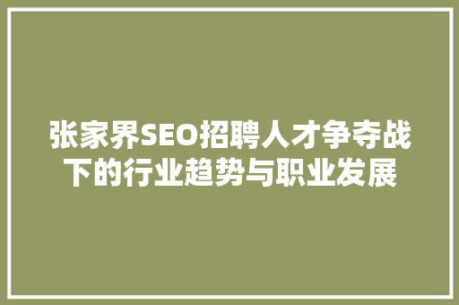 张家界SEO招聘人才争夺战下的行业趋势与职业发展