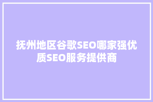 抚州地区谷歌SEO哪家强优质SEO服务提供商  第1张