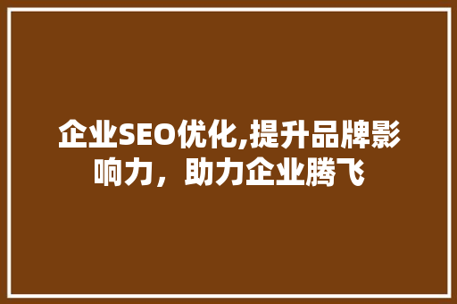 企业SEO优化,提升品牌影响力，助力企业腾飞