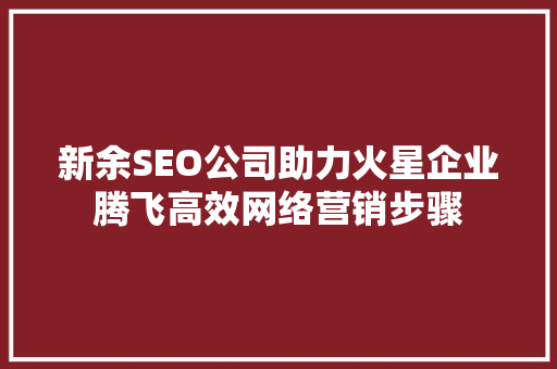 新余SEO公司助力火星企业腾飞高效网络营销步骤