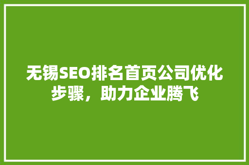 无锡SEO排名首页公司优化步骤，助力企业腾飞