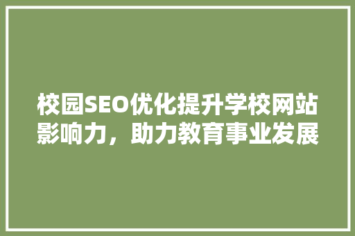 校园SEO优化提升学校网站影响力，助力教育事业发展