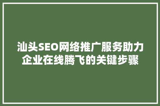 汕头SEO网络推广服务助力企业在线腾飞的关键步骤  第1张