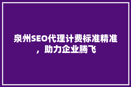 泉州SEO代理计费标准精准，助力企业腾飞