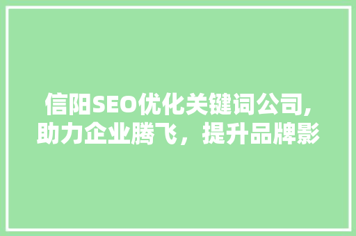 信阳SEO优化关键词公司,助力企业腾飞，提升品牌影响力  第1张