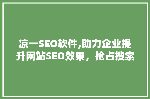 凉一SEO软件,助力企业提升网站SEO效果，抢占搜索引擎排名高地
