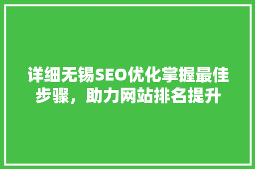 详细无锡SEO优化掌握最佳步骤，助力网站排名提升  第1张