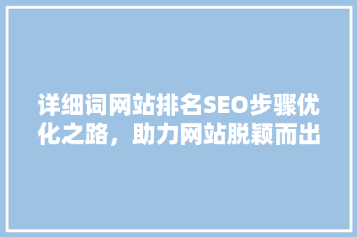 详细词网站排名SEO步骤优化之路，助力网站脱颖而出  第1张