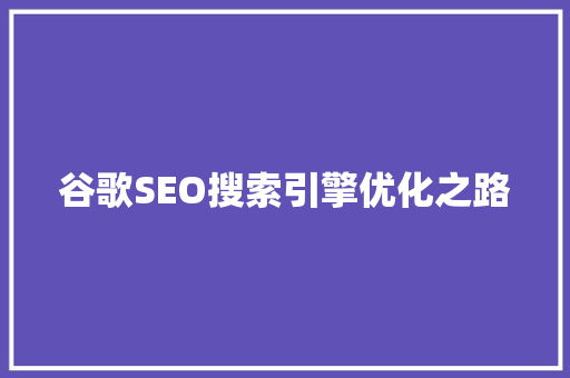 谷歌SEO搜索引擎优化之路
