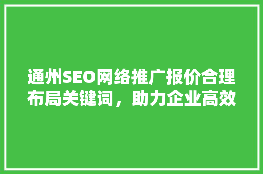 通州SEO网络推广报价合理布局关键词，助力企业高效营销  第1张