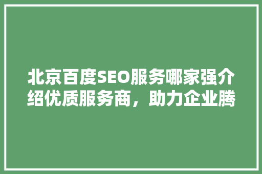 北京百度SEO服务哪家强介绍优质服务商，助力企业腾飞