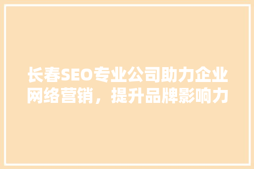 长春SEO专业公司助力企业网络营销，提升品牌影响力