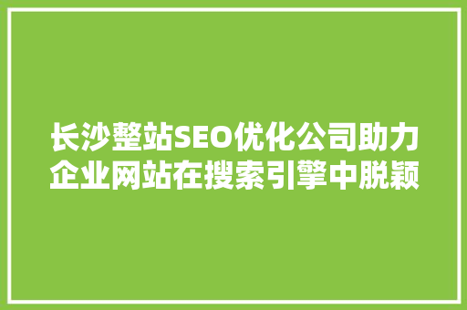 长沙整站SEO优化公司助力企业网站在搜索引擎中脱颖而出