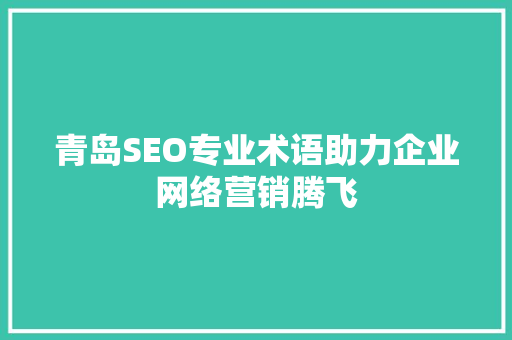 青岛SEO专业术语助力企业网络营销腾飞