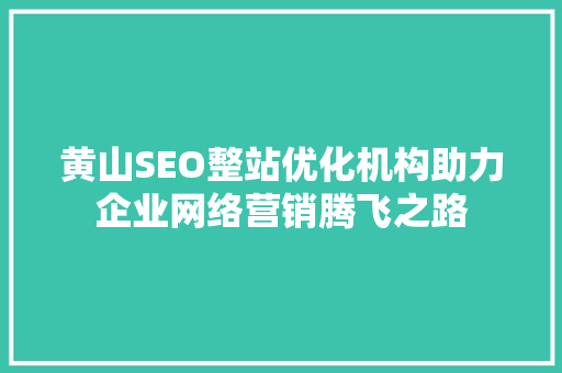 黄山SEO整站优化机构助力企业网络营销腾飞之路