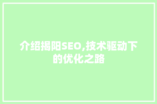 介绍揭阳SEO,技术驱动下的优化之路