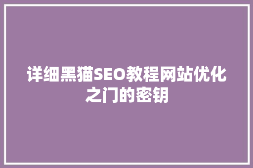 详细黑猫SEO教程网站优化之门的密钥