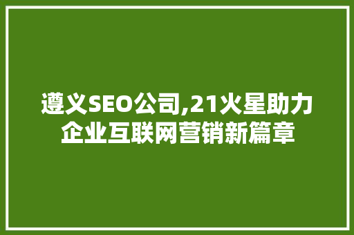 遵义SEO公司,21火星助力企业互联网营销新篇章  第1张