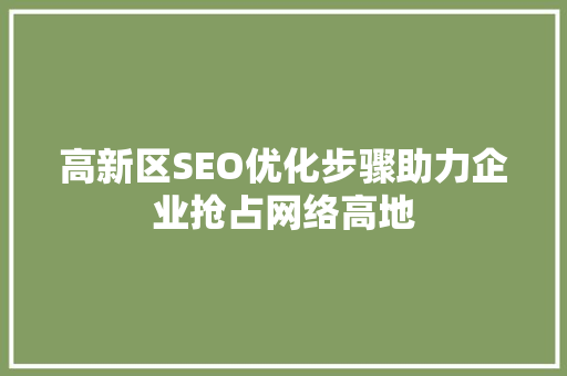 高新区SEO优化步骤助力企业抢占网络高地