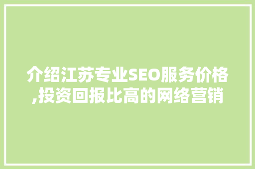 介绍江苏专业SEO服务价格,投资回报比高的网络营销之路