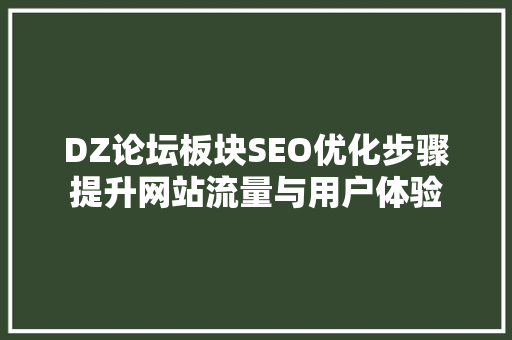 DZ论坛板块SEO优化步骤提升网站流量与用户体验