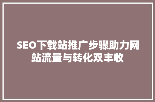 SEO下载站推广步骤助力网站流量与转化双丰收