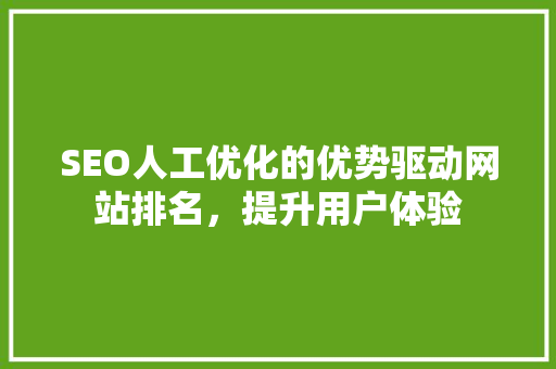 SEO人工优化的优势驱动网站排名，提升用户体验