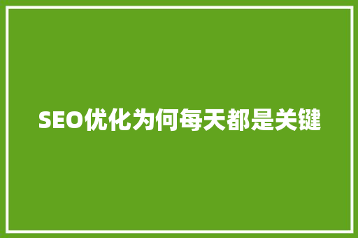 SEO优化为何每天都是关键