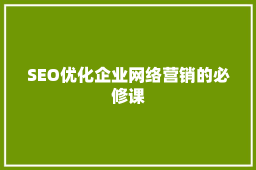 SEO优化企业网络营销的必修课  第1张