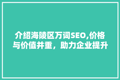 介绍海陵区万词SEO,价格与价值并重，助力企业提升网络竞争力