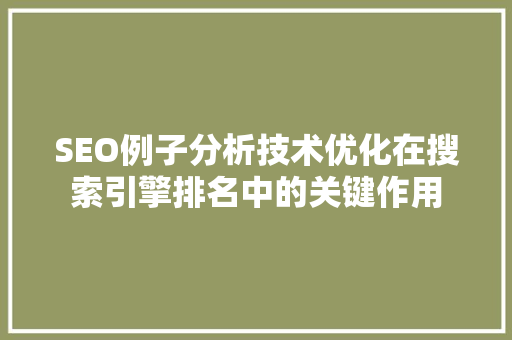 SEO例子分析技术优化在搜索引擎排名中的关键作用  第1张
