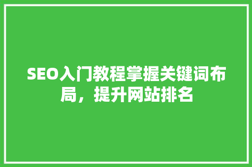 SEO入门教程掌握关键词布局，提升网站排名  第1张