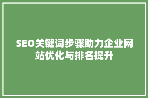 SEO关键词步骤助力企业网站优化与排名提升