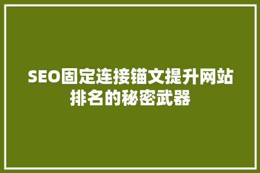 SEO固定连接锚文提升网站排名的秘密武器