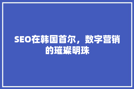 SEO在韩国首尔，数字营销的璀璨明珠