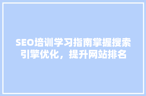SEO培训学习指南掌握搜索引擎优化，提升网站排名  第1张