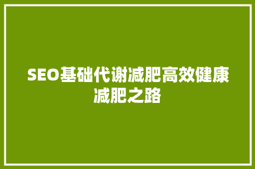 SEO基础代谢减肥高效健康减肥之路  第1张