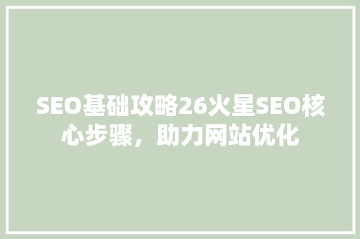 SEO基础攻略26火星SEO核心步骤，助力网站优化