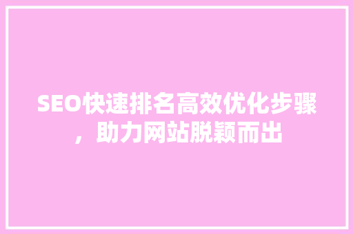 SEO快速排名高效优化步骤，助力网站脱颖而出