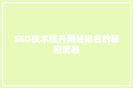 SEO技术提升网站排名的秘密武器
