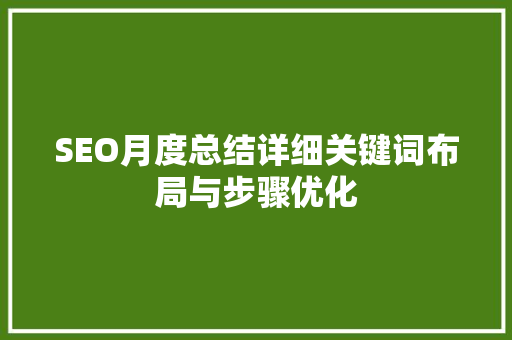 SEO月度总结详细关键词布局与步骤优化