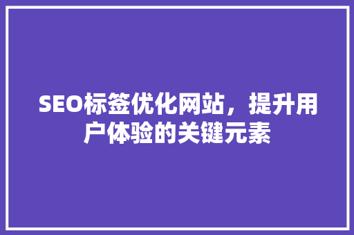 SEO标签优化网站，提升用户体验的关键元素
