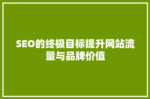 SEO的终极目标提升网站流量与品牌价值