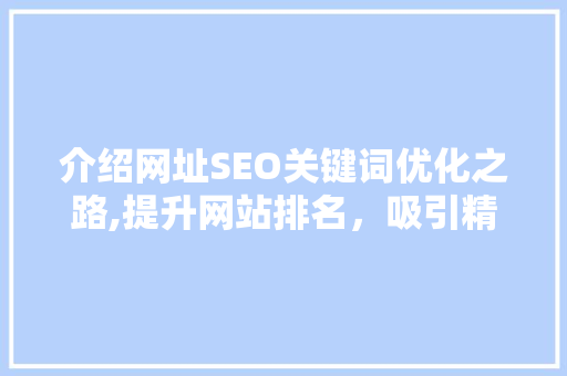 介绍网址SEO关键词优化之路,提升网站排名，吸引精准流量